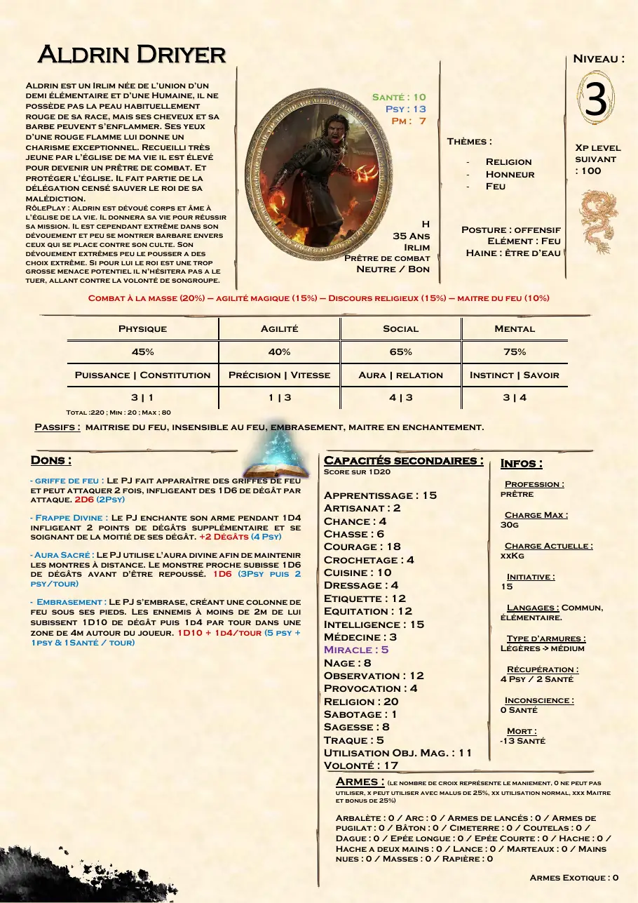 Character sheets — 1 / 11